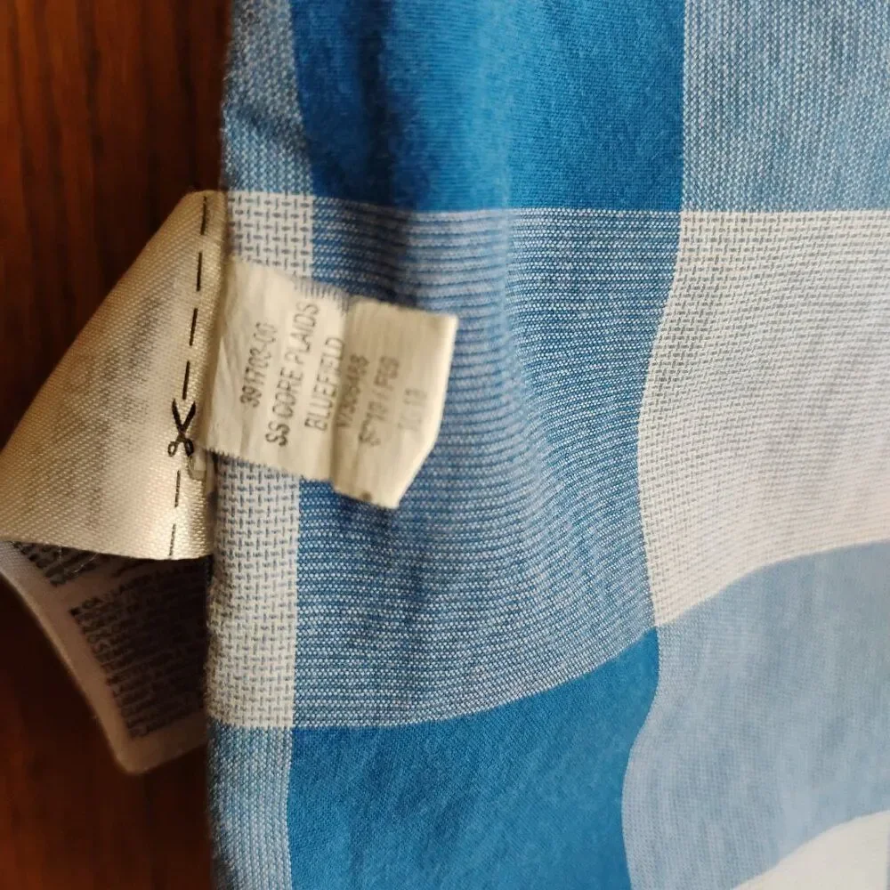 Old Navy Blue White Plaid Short Sleeve Button Down Shirt Size S